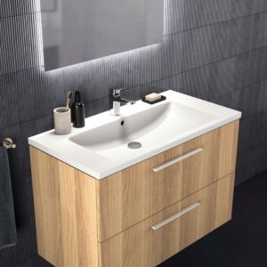 Ideal Standard i.life B furniture double vanity unit T5276NX 2 drawers, 100 x 50.5 x 63 cm, natural oak