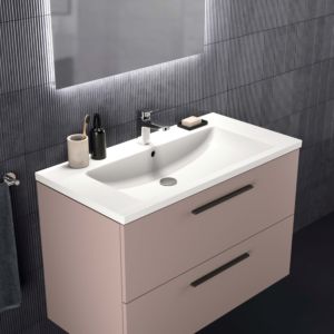 Ideal Standard i.life B meuble double vasque T5276NH 2 tiroirs, 100 x 50,5 x 63 cm, grège mat