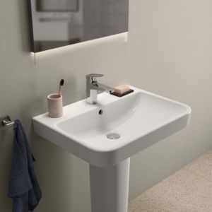 Ideal Standard i.life B lavabo T460601 avec trou pour robinetterie, avec trop-plein, 65 x 48 x 18 cm, blanc