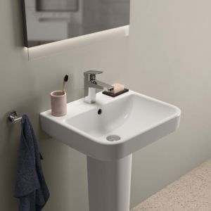Ideal Standard i.life B lavabo T460901 avec trou pour robinetterie, avec trop-plein, 50 x 44 x 18 cm, blanc