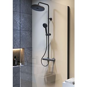 Ideal Standard Ceratherm T25 shower system A7210XG with shower thermostat, with 2 function hand shower and 2 function overhead shower, silk black
