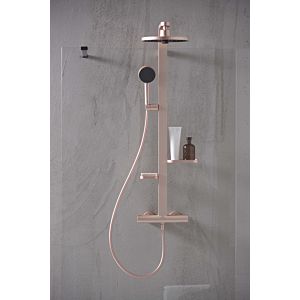 Système de douche Ideal Standard Alu+ BD583RO avec thermostat de douche Ceratherm, 2 tablettes, rose