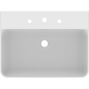 Ideal Standard Conca washbasin T3819MA with 3 tap holes and overflow, sanded, 600 x 450 x 165 mm, white Ideal Plus
