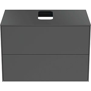 Ideal Standard Conca vanity unit T3941Y2 with cut-out, 2 pull-outs, 80x50.5x55 cm, center, matt anthracite lacquered