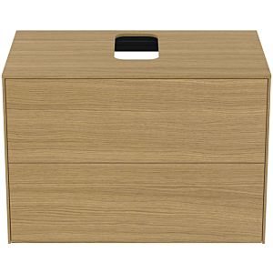 Ideal Standard Conca vanity unit T3941Y6 with cutout, 2 pull-outs, 80x50.5x55 cm, in the middle, Eiche hell veneer
