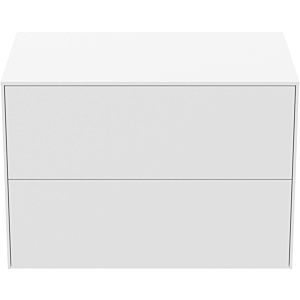 Ideal Standard Conca Waschtisch-Unterschrank T4322Y1 ohne Ausschnitt, 2 Auszüge, 80x50,5x55 cm, Weiß matt lackiert