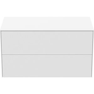 Ideal Standard Conca Waschtisch-Unterschrank T4323Y1 ohne Ausschnitt, 2 Auszüge, 100x50,5x55 cm, Weiß matt lackiert