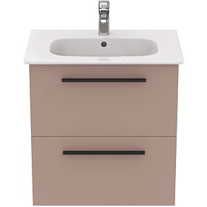 Ideal Standard i.life A furniture washbasin package K8742NH 64x46x64.5cm, 1 tap hole, handle black matt, greige matt