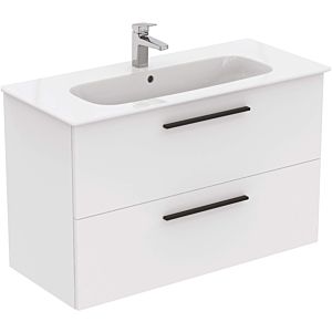 Ideal Standard i.life A meuble lavabo K8746DU 104x46x64,5cm, 1 trou pour robinetterie, poignée noire mate, blanc