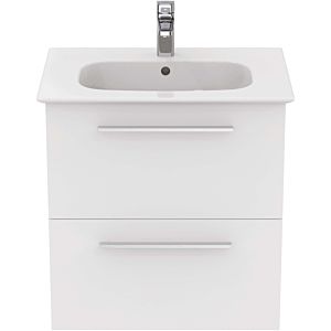 Ideal Standard i.life A furniture washbasin package K8741DU 64x46x64.5cm, 1 tap hole, brushed chrome handle, matt white