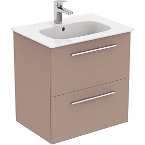 Ideal Standard i.life A vanity washbasin package K8741NH 64x46x64.5cm, 1 tap hole, brushed chrome handle, matt greige