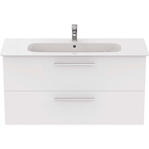 Ideal Standard i.life A vanity washbasin package K8747DU 124x46x64.5cm, 1 tap hole, brushed chrome handle, matt white
