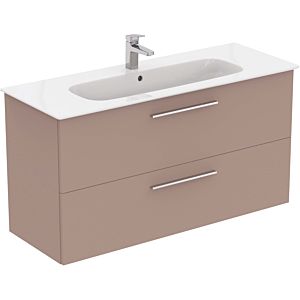 Ideal Standard i.life A vanity washbasin package K8747NH 124x46x64.5cm, 1 tap hole, brushed chrome handle, matt greige