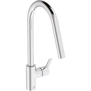 Ideal Standard Gusto kitchen tap BD415AA chrome, with high pipe spout and pull-out hand shower, low pressure