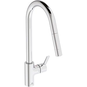 Ideal Standard Gusto kitchen tap BD416AA chrome, with high pipe spout and pull-out 2-function hand shower