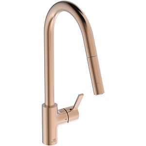 Ideal Standard Gusto kitchen tap BD416J4 sunset rose, with high pipe spout and pull-out 2-function hand shower