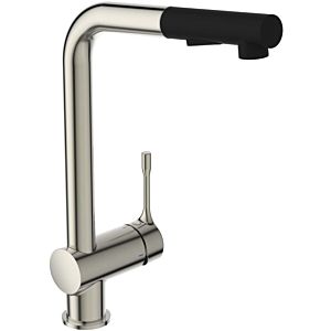 Ideal Standard CeraLook kitchen mixer BC178GN stainless steel look, with high spout and pull-out hand shower, projection 225 mm