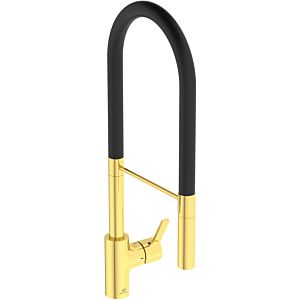 Ideal Standard Gusto kitchen tap BD421A2 brushed gold, with 2-function hand shower made of metal