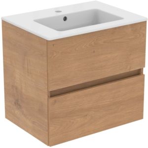 Ideal Standard Eurovit Plus washbasin furniture package R0572Y8 with base cabinet, Hamilton oak, 60cm