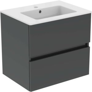 Ideal Standard Eurovit Plus washbasin furniture package R0572TI with base cabinet, high-gloss gray, 60cm