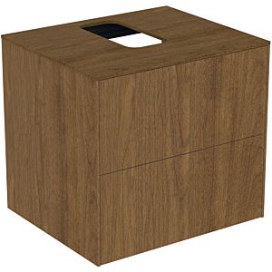 Ideal Standard Conca vanity unit T3940Y5 with cut-out, 2 pull-outs, 60x50.5x55 cm, in the middle, dark walnut veneer