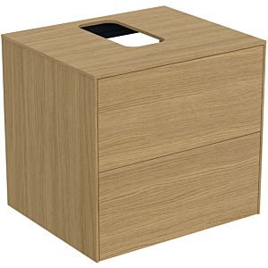 Ideal Standard Conca vanity unit T3940Y6 with cut-out, 2 pull-outs, 60x50.5x55 cm, in the middle, Eiche hell veneer