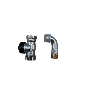 Heimeier standard thermostatic valve body 2206-02.000 Rp 1/2xR 1/2, passage, gunmetal, nickel-plated, with elbow screw connection