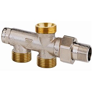 Heimeier Duolux Heimeier pipe distributor 3803-02.000 DN 15, 50/50, with shut-off, nickel-plated gunmetal