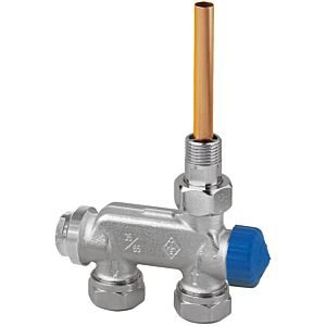 Heimeier EZ valve one pipe system 3876-02.000 straight, DN 15, protection cap blue, gunmetal nickel-plated