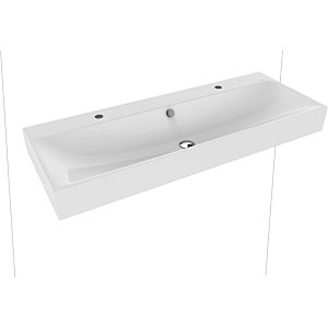 Kaldewei Silenio wall-mounted double washbasin 904506043001 120x46x1.2cm, with overflow, 2 x 2000 tap holes, white pearl effect