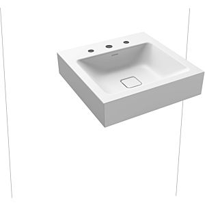 Kaldewei Cono wall-mounted washbasin 908606033711 50x50cm, without overflow, 3 tap holes, alpine white matt pearl effect