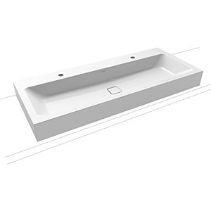Kaldewei Cono wall-mounted double washbasin 902706043001 120x50cm, without overflow, 2x1 tap hole, white pearl effect