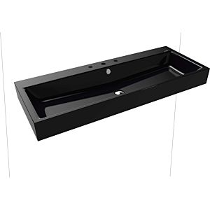 Kaldewei Puro wall-mounted washbasin 906806033701 3167, 120x46cm, black pearl effect, with overflow, 3 tap holes