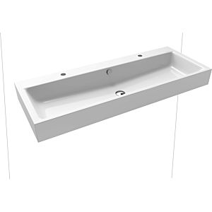 Kaldewei Puro wall-mounted double washbasin 906806043001 120x46x12cm, with overflow, 2x1 tap hole, white pearl effect