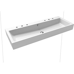 Kaldewei Puro wall-mounted double washbasin 906806053001 120x46x12cm, with overflow, 2x3 tap holes, white pearl effect