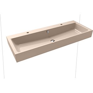 Kaldewei Puro wall-mounted double washbasin 906806043030 120x46x12cm, with overflow, 2x1 tap hole, Bahama beige pearl effect