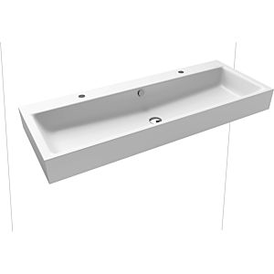 Kaldewei Puro wall-mounted double washbasin 906806043711 120x46x12cm, with overflow, 2x1 tap hole, alpine white matt pearl effect