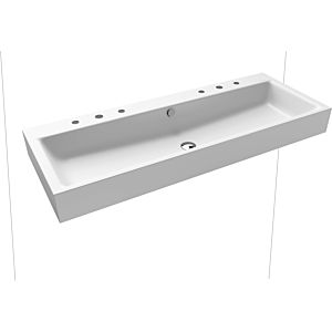 Kaldewei Puro wall-mounted double washbasin 906806053711 120x46x12cm, with overflow, 2x3 tap holes, alpine white matt pearl effect