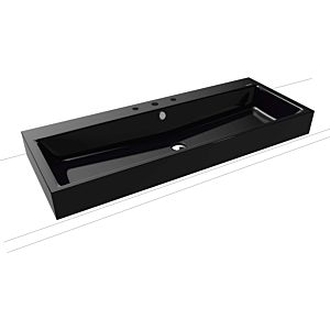 Kaldewei Puro washbasin 907006033701 120x46x12cm, with overflow, 3 tap holes, black pearl effect
