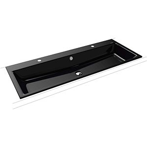 Kaldewei Puro basin 907106043701 120x46x1.4cm, with overflow, 2x1 tap hole, black pearl effect