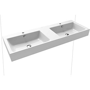 Kaldewei Puro wall-mounted double washbasin 906706043001 130x46x12cm, with overflow, 2 x 2000 tap hole, white pearl effect