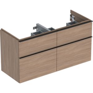 Geberit iCon double vanity unit 502309JH1 118.4x61.5x47.6cm, 4 drawers, oak / handle lava matt