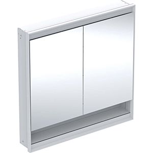 Geberit One Spiegelschrank 505823002 90 x 90 x 15cm, weiß/Aluminium pulverbeschichtet, mit Nische und ComfortLight, 2 Türen