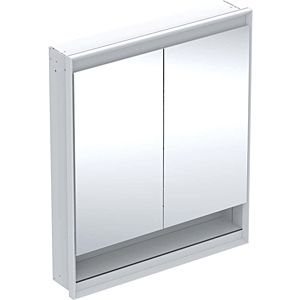Geberit One mirror cabinet 505822002 75 x 90 x 15 cm, white/aluminium powder-coated, with niche and ComfortLight, 801 doors