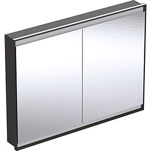 Geberit One mirror cabinet 505805007 120 x 90 x 15 cm, matt black/powder-coated aluminum, with ComfortLight, 2 doors