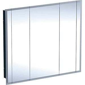 Geberit One Einbau-Spiegelschrank 500496001 mit Beleuchtung, 3 Türen, Melamin/Aluminium gebürstet, 115x100x16cm