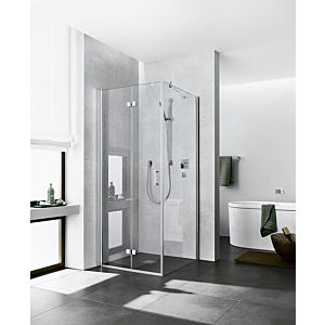 Kermi porte pliante Diga pour paroi latérale DI2SR100182PK 100x185cm, blanc, verre de sécurité trempé clair, droite, sur receveur de douche