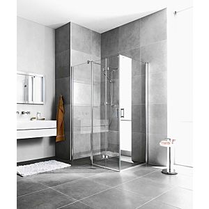 Kermi Diga entry half swing door with fixed field DIF2L093182PK 93x185cm, white, toughened safety glass clear, left, on shower area