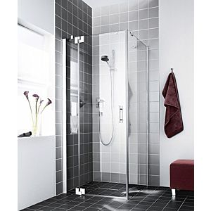 Kermi Filia XP swing door with fixed panel for side wall FX1WL09320VPK 93x200cm, high-gloss silver, clear toughened safety glass, left, on shower area