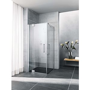 Kermi Pasa XP swing door 2000 -fl.Fixed field for side wall PX1WL07520VPK 75x200cm, high-gloss silver, toughened safety glass clear, left, on shower tray